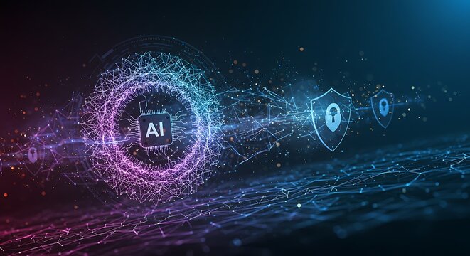 A futuristic AI cyber defense network that actively detects and neutralizes digital threats in real-time	
