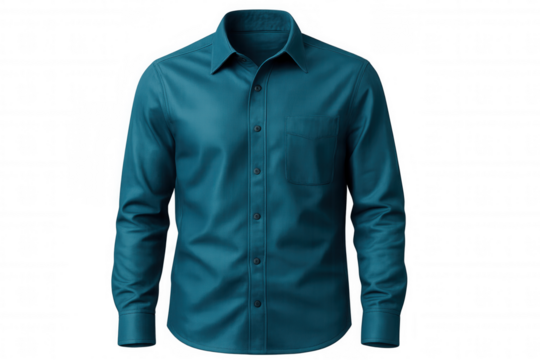 Teal dress shirt on transparent background, ideal for designers and marketers crafting polished visuals