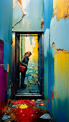 An image depicting the passage of time with vivid colors. AI generated illustration. 