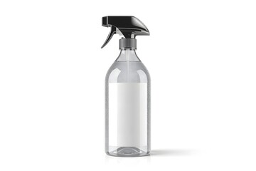 Mock up Realistic Glass or Plastic Spray Packaging Product For Glass Cleaner or Toiletries Bottle Set isolated on White Background.