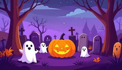 Halloween Night Cemetery Scene (1)