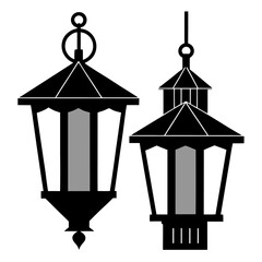 Lanterns a simple vector clean black silhouette design white background