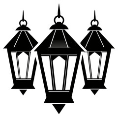 Lanterns a simple vector clean black silhouette design white background