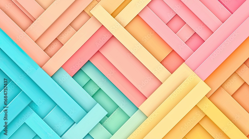 Poster creation arrangement sequence concept, colorful geometric pattern with soft pastel tones and texture
