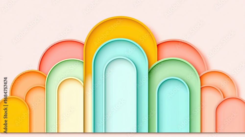 Aufkleber creation arrangement sequence concept, abstract colorful arches design for modern background applica