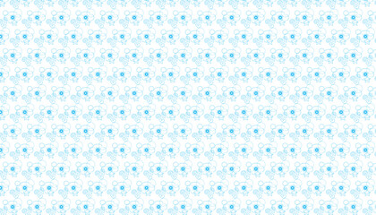 Blue outline flower and swirl seamless pattern background
