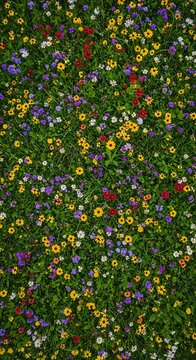 Colorful Wildflower Meadow Close-up.