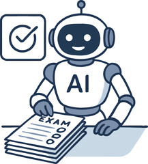 AI grading system analyzing exams Illustration