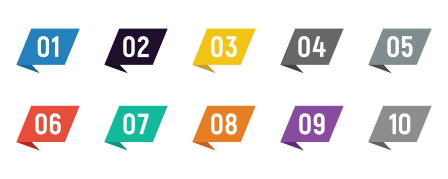 Colorful bullet points set of numbers from 0 to 10. Multicolored circles and numbers. Simple round numbers symbol set. Numbers icon set on white background. 1 to 10 number set icon.