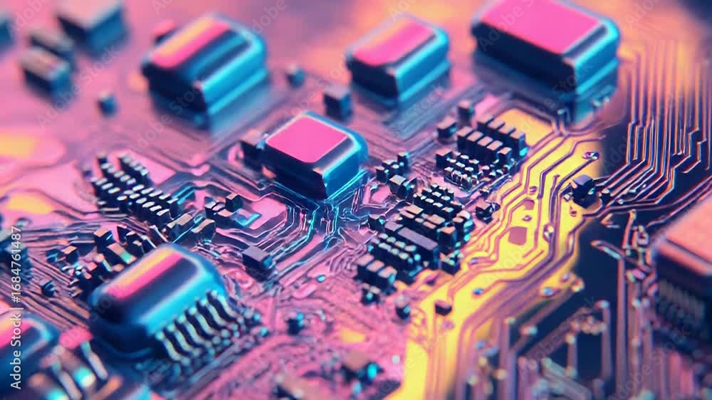 Poster Electronic circuit board showing computer hardware components
