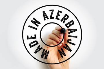 Made in Azerbaijan text emblem badge, concept background