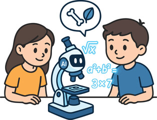 AI-powered microscope for biology class Illustration