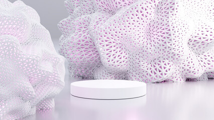 3D Rendering(not AI). Podium pedestal or platform in blank space background minimal, 3d product mockup, Product presentation, 3d rendering geometric shape design.