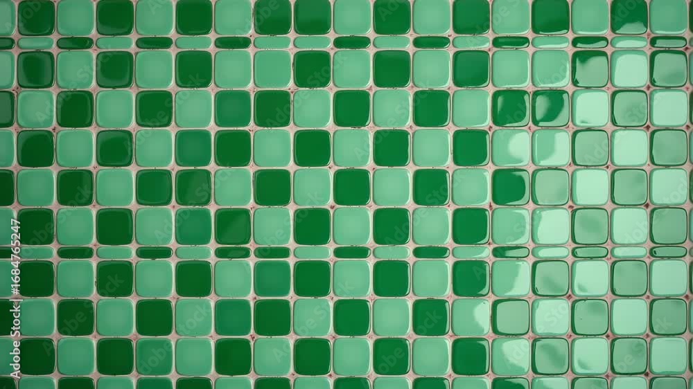 Poster green tile pattern featuring square shapes with rounded edges and glossy mosaic surface combining li