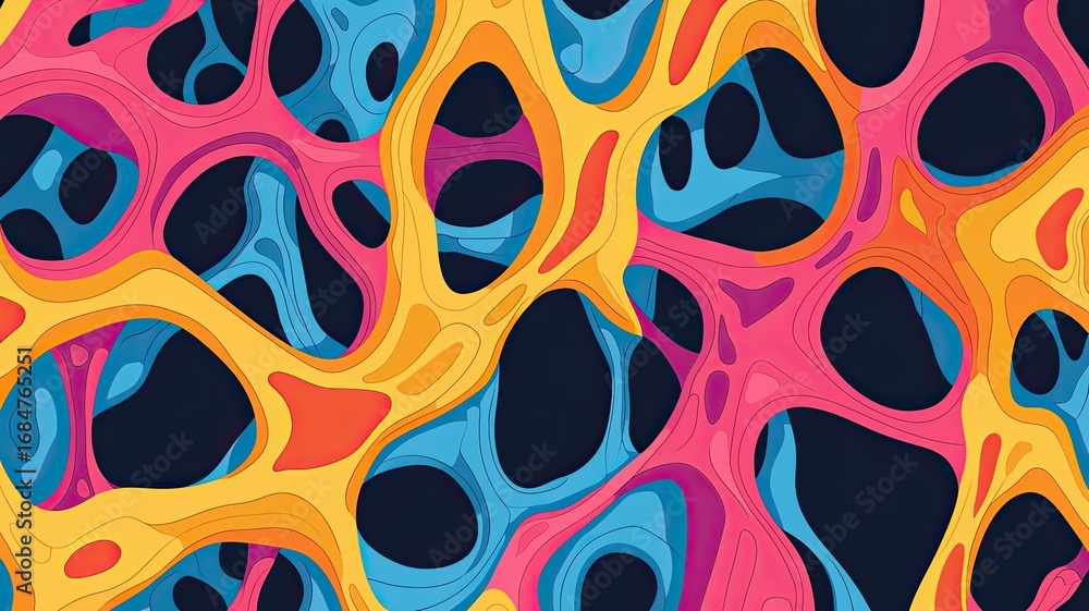 Aufkleber representation base components concept, vibrant abstract background with colorful organic shapes and