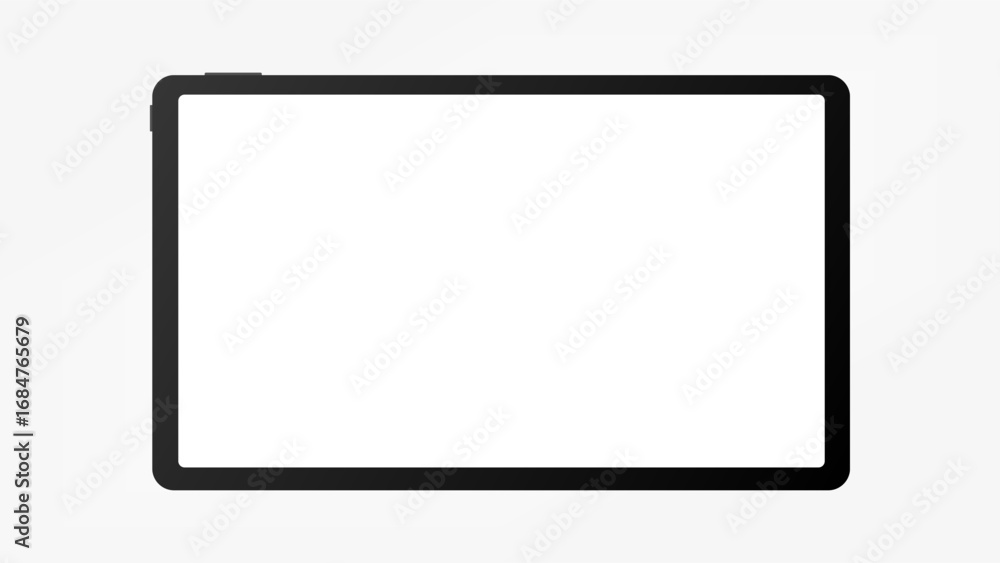 Poster modern black tablet computer with blank horizontal screen isolated on white background. vector