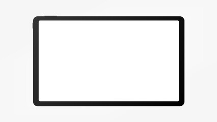 Modern black tablet computer with blank horizontal screen isolated on white background. vector