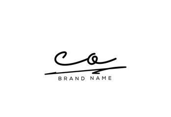 CO letter elegant cursive beauty handwriting logo.