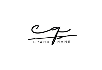 CQ letter elegant cursive beauty handwriting logo.