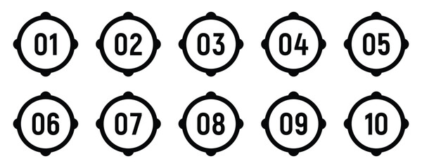 Numbers set 1 to 10 vector icon set illustration on white background. EPS 10