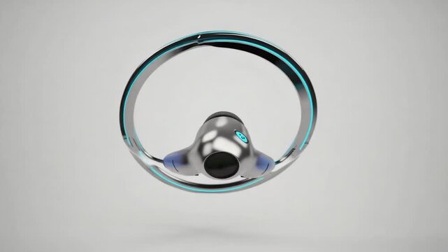 Futuristic, metallic, ring-shaped device with glowing accents
