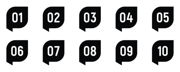 Numbers set 1 to 10 vector icon set illustration on white background. EPS 10