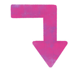 シンプルな水彩風の赤色の曲がる矢印のイラスト