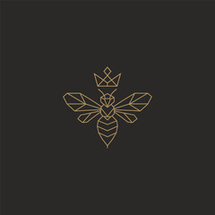 Queen bee line art minimalist logo design.