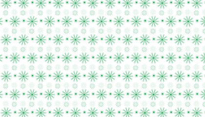 Green Starburst Flower Pattern on White Background