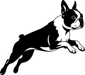 boston terrier dog jump silhouette vector illustration