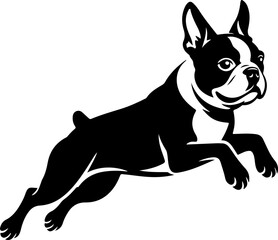 boston terrier dog jump silhouette vector illustration