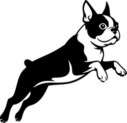 boston terrier dog jump silhouette vector illustration