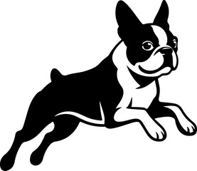 boston terrier dog jump silhouette vector illustration