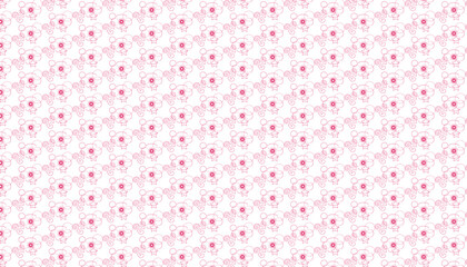 Pink outline flower and swirl seamless pattern background