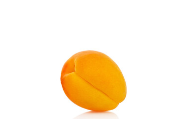 Ripe organic apricots isolated on white background, macro.