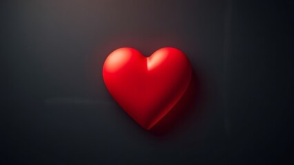A glowing red heart shape floats against a dark textured background with warm edges and soft lighting.