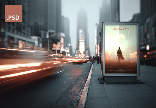 Urban city scene poster mockup