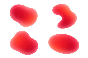 Red gradient blobs floating, organic shapes blending, creating fluid color transitions on transparent backdrop