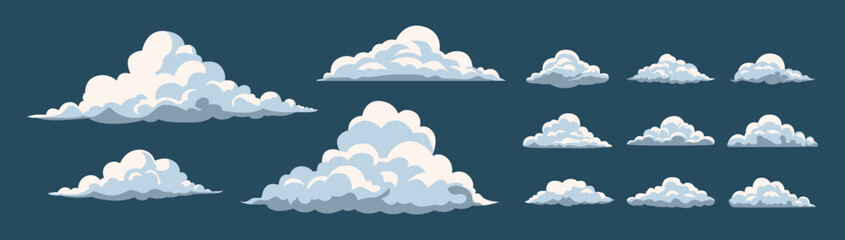 Fluffy Cloud Design – Blue and White Cloud Vector