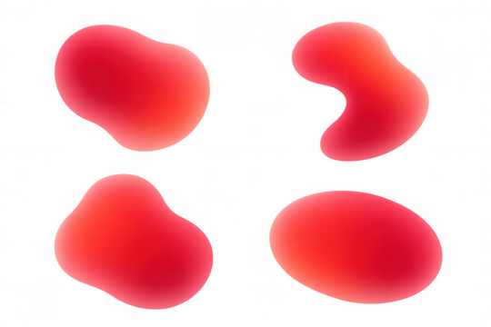 Red gradient blobs floating, organic shapes blending, creating fluid color transitions on transparent backdrop
