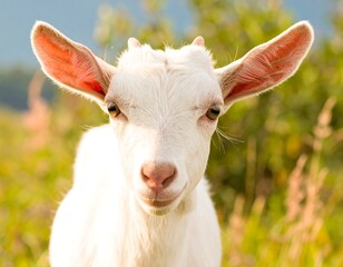 Obraz premium Close-up of a young white goat