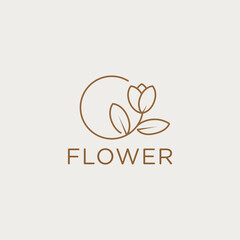 Flower logo vector. Made from line style. Very simple and natural.