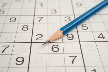 Puzzle game with pencil for practice skill.