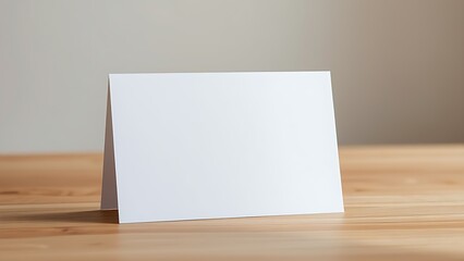 A simple blank card on a wooden surface, embodying minimalist elegance with soft lighting.