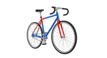 3d icon of red and blue road bicycle isolated on transparent background racing bike with drop handlebars, thin tires, and a lightweight frame for speed and agility