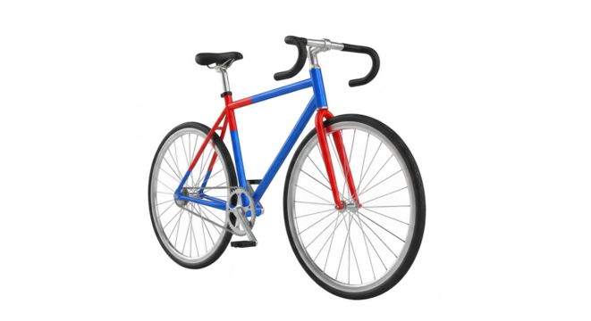 3d icon of red and blue road bicycle isolated on transparent background racing bike with drop handlebars, thin tires, and a lightweight frame for speed and agility