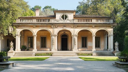 Obraz premium Italian Villa in a Serene Garden