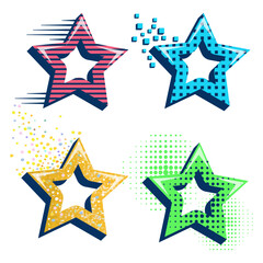 set of multicolored stars with effects on white background vector image