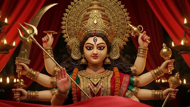 Goddess Durga Majestic Portrait for Vijayadashami  Dussehra  and Navratri Celebrations