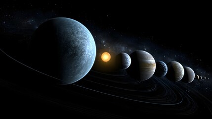Exoplaneten-System mit ausgerichteten Planetenbahnen 